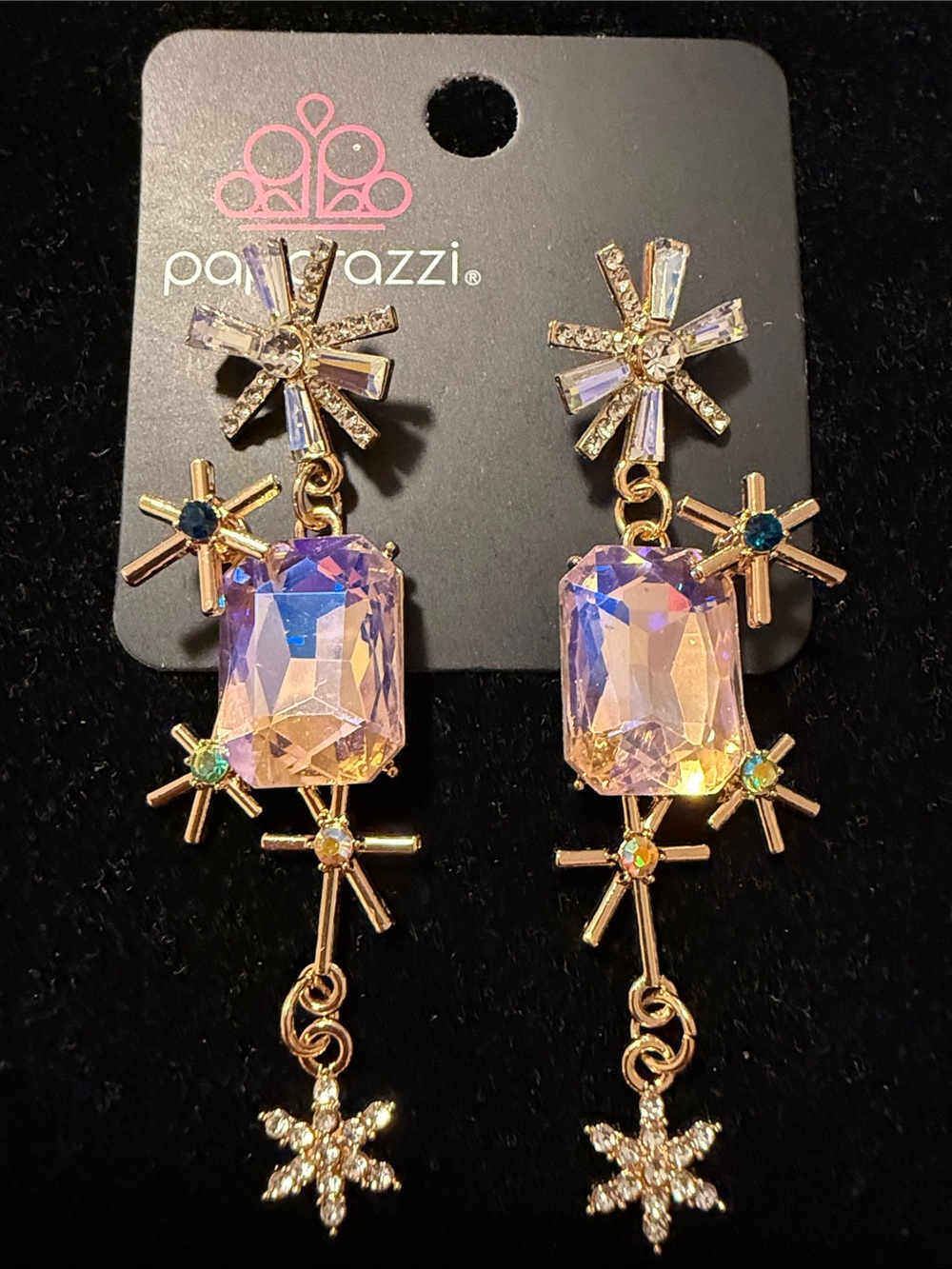 NWT Iridescent Purple/Gold Starburst Earrings(Last One) - Picture 4 of 4
